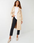 Women's Stone Double Breasted Trench Coat