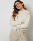 Women's Ecru Brushed Cropped Bomber Jacket
