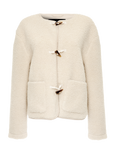 Women's Beige Fleece Borg Toggle Jacket