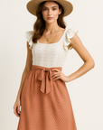 Calia - Women's White Eyelet Mini Dress with Ruffle Sleeves for Summer Elegance 0