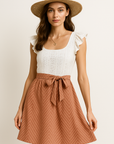 Calia - Women's White Eyelet Mini Dress with Ruffle Sleeves for Summer Elegance 2