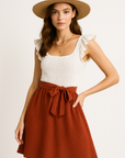 Calia - Women's White Eyelet Mini Dress with Ruffle Sleeves for Summer Elegance 7