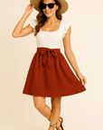 Calia - Women's White Eyelet Mini Dress with Ruffle Sleeves for Summer Elegance 8