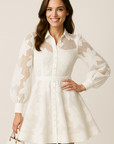 Elegant White Floral Embroidered Lace Mini Dress for Women - Summer Cocktail Dress 0