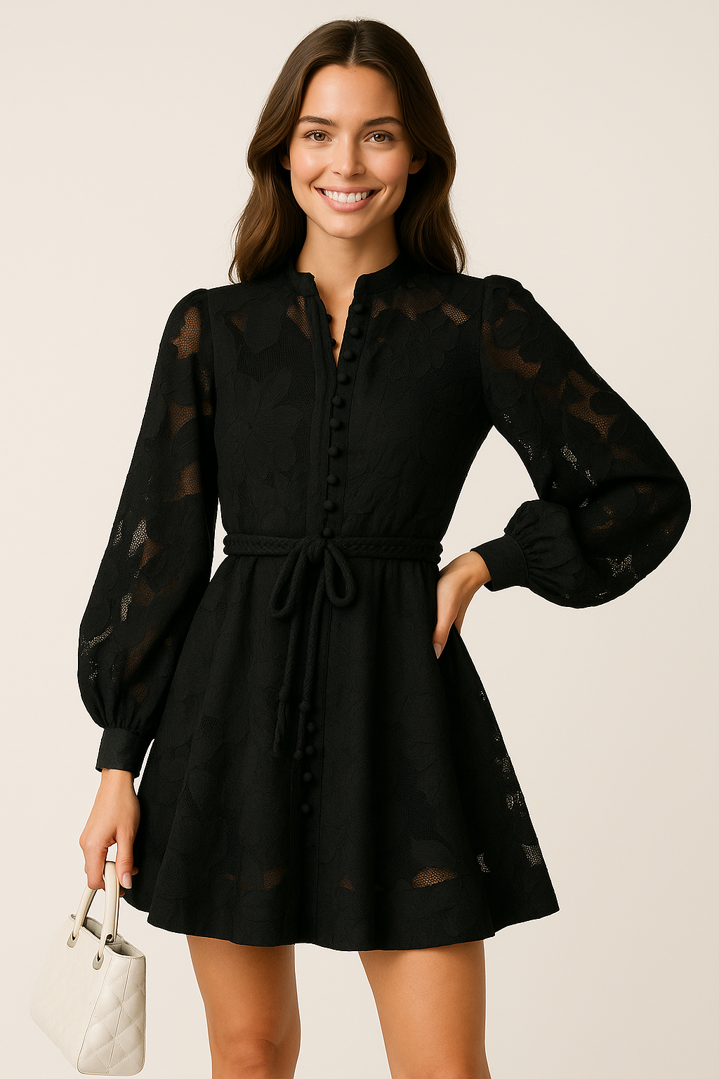 Elegant White Floral Embroidered Lace Mini Dress for Women - Summer Cocktail Dress 1