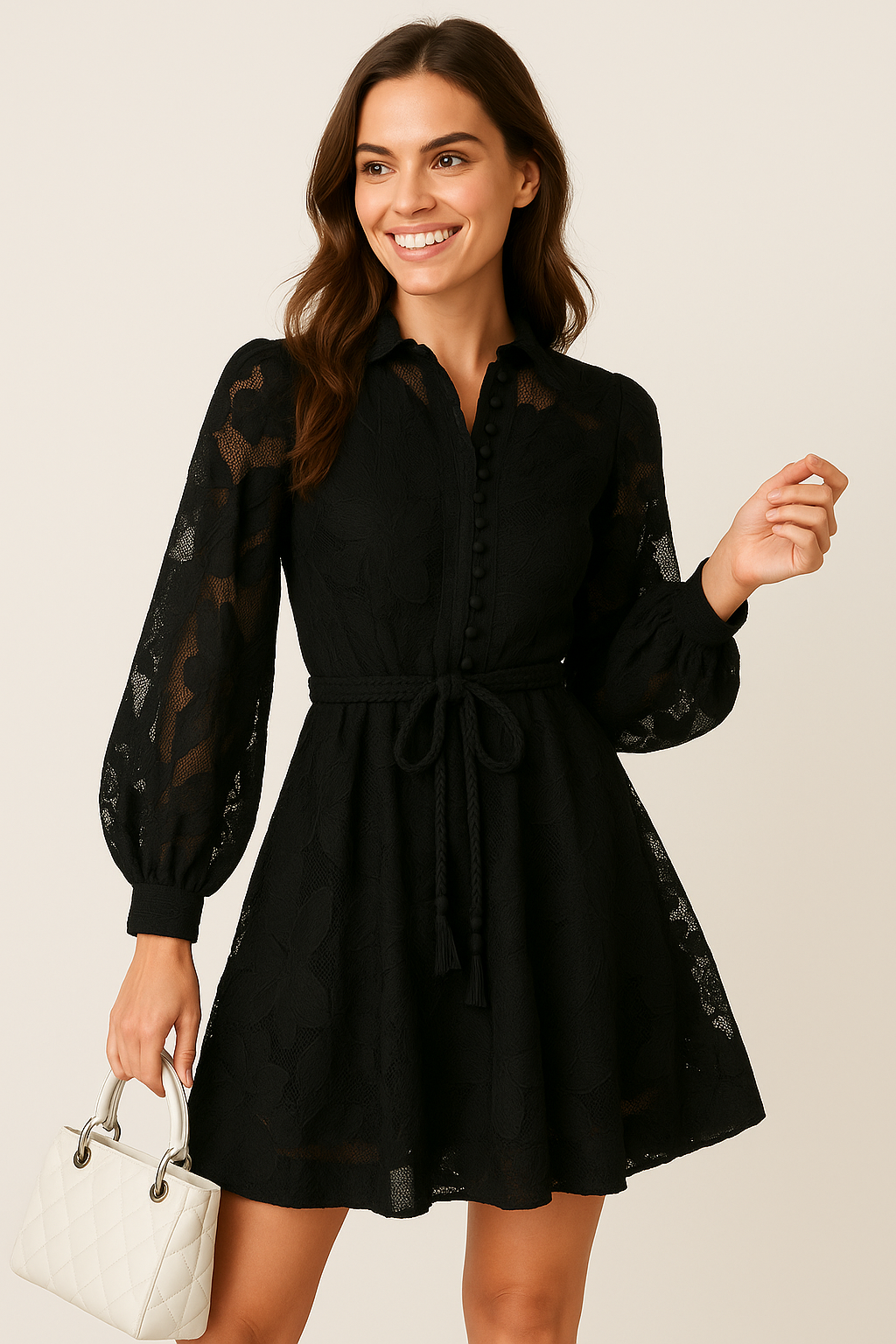 Elegant White Floral Embroidered Lace Mini Dress for Women - Summer Cocktail Dress 4
