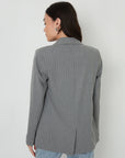 Women's Grey Pinstripe Lined Blazer