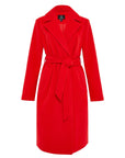 Women's Red Collared Belted Formal Coat