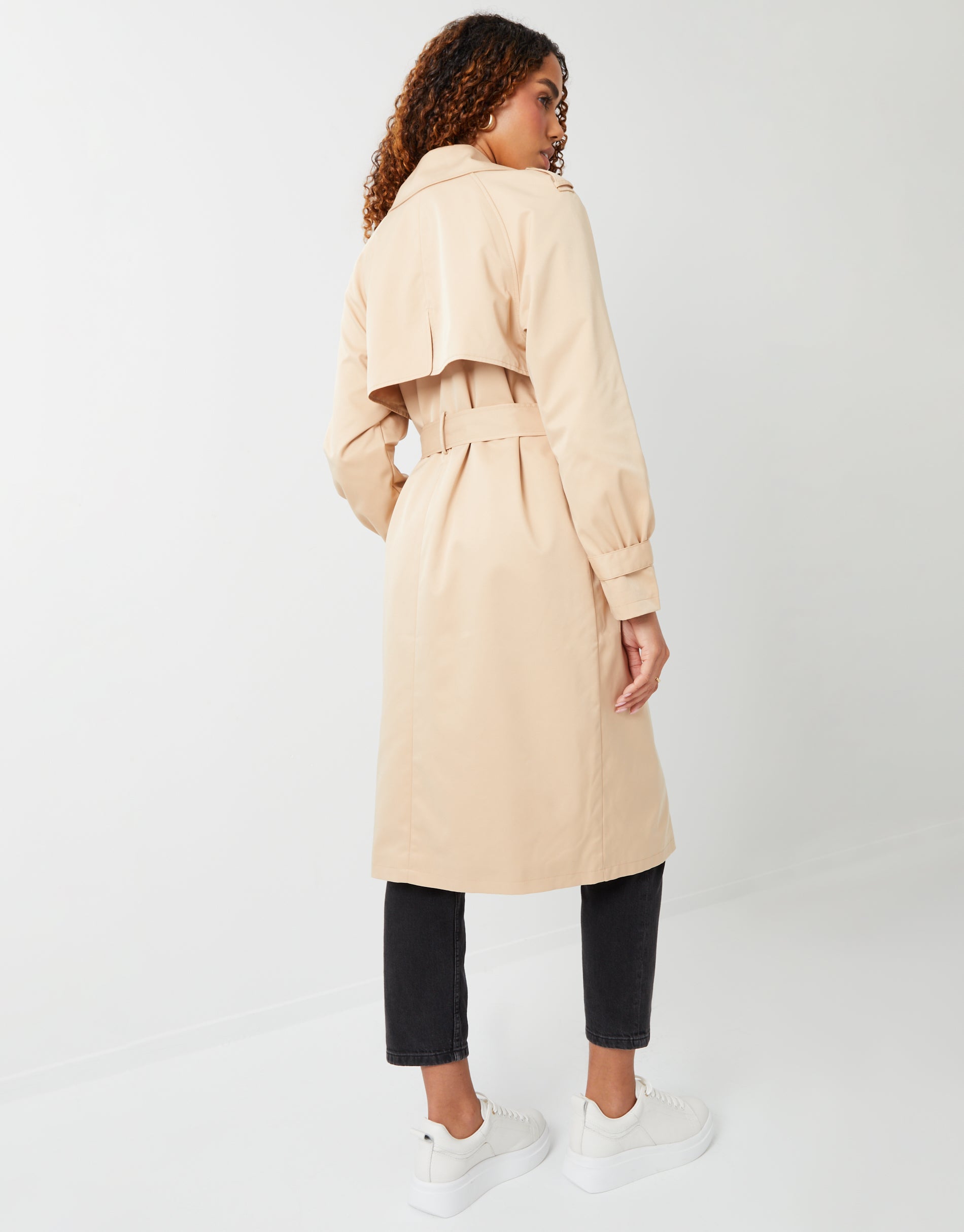 Women&#39;s Stone Double Breasted Trench Coat