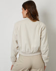 Women's Ecru Brushed Cropped Bomber Jacket