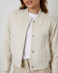 Women's Ecru Brushed Cropped Bomber Jacket