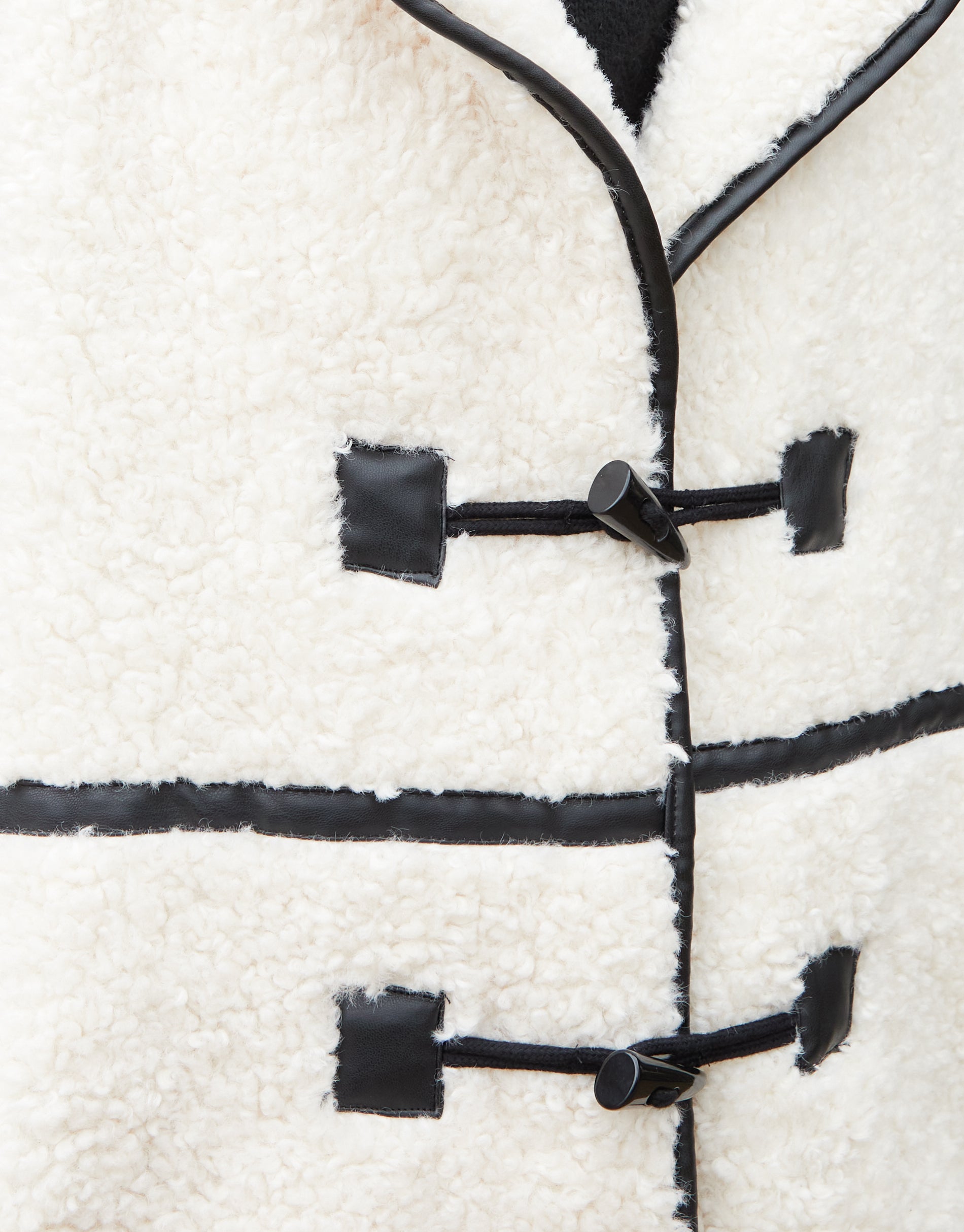 Women&#39;s Ecru Longline Fleece Borg Toggle Coat