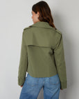 Women's Khaki Double Breasted Cropped Trench Coat
