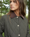 Women's Khaki Cord Collar Diamond Quilted Heritage Jacket