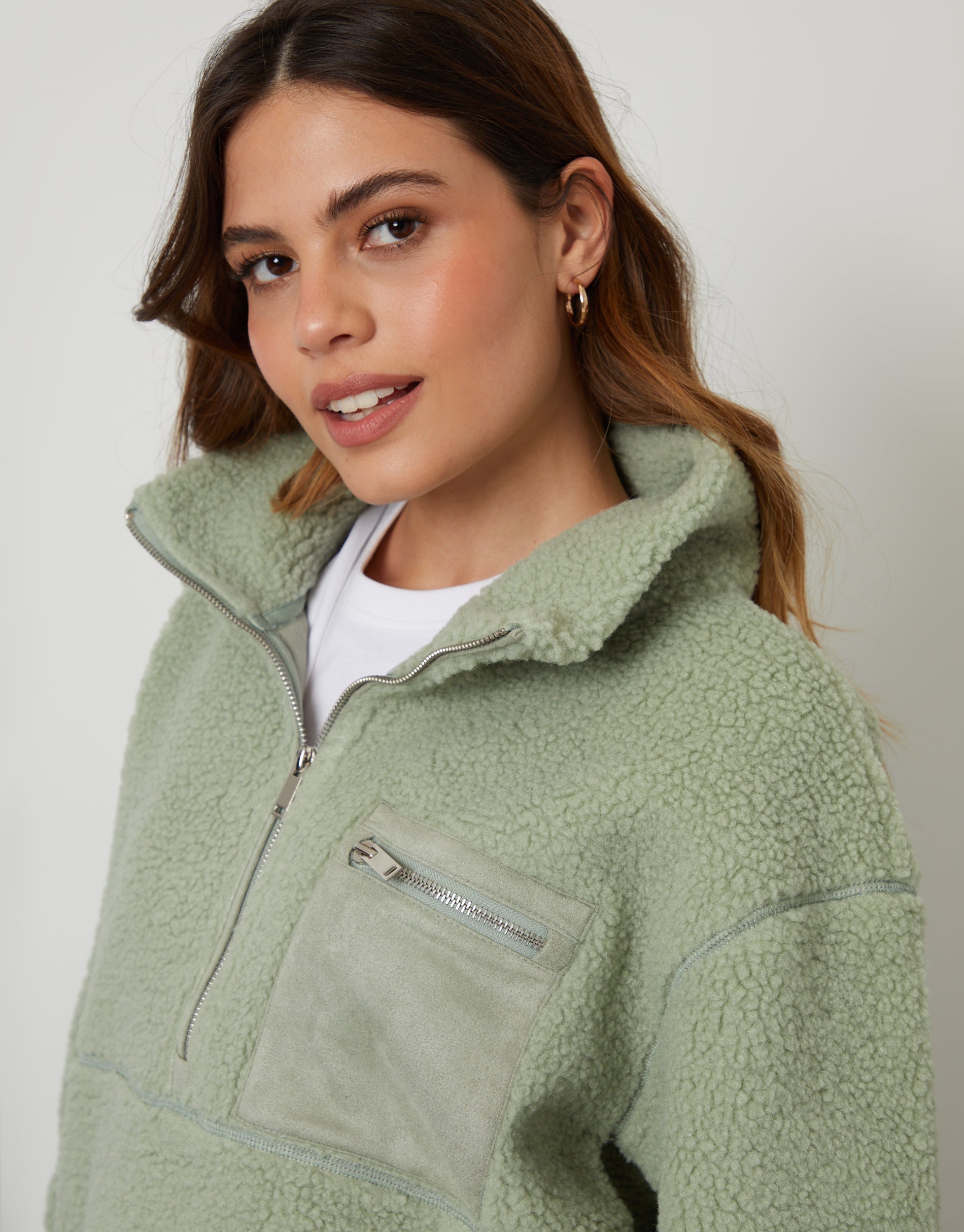 Women&#39;s Sage Half Zip Borg Fleece