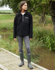 Women's Black Half Zip Borg Fleece