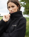 Women's Black Half Zip Borg Fleece