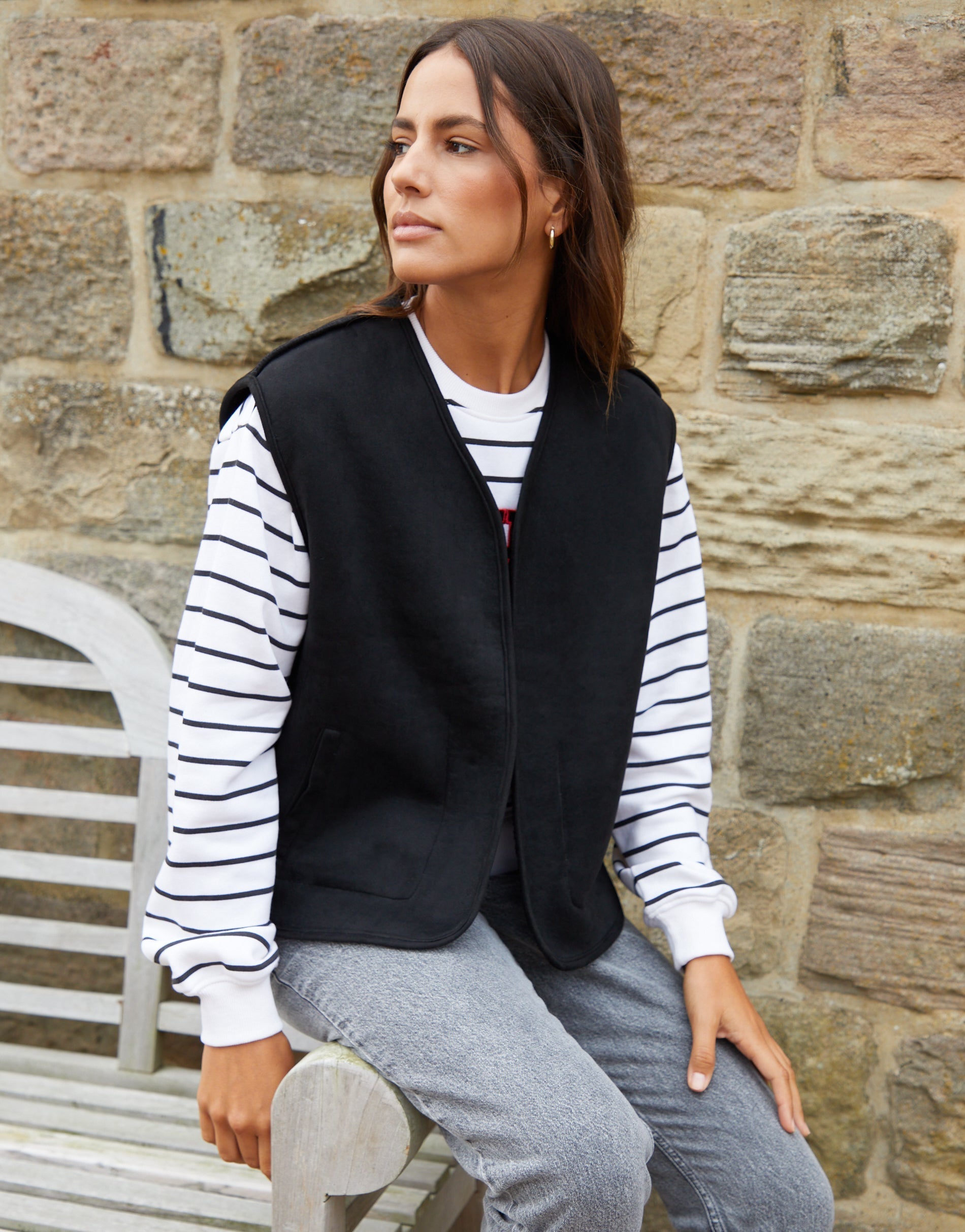 Women&#39;s Black Reversible Fleece Borg Gilet