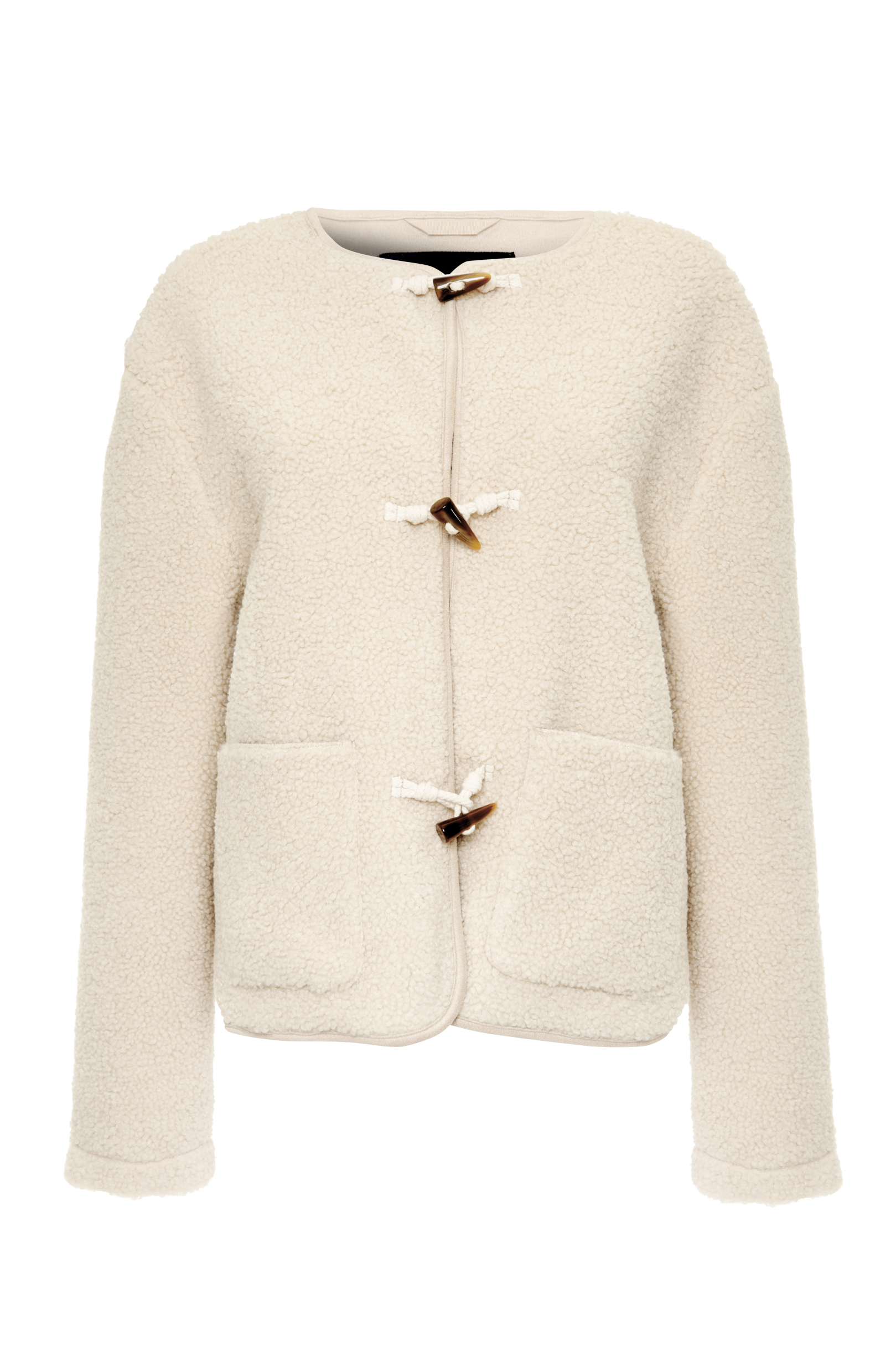 Women&#39;s Beige Fleece Borg Toggle Jacket