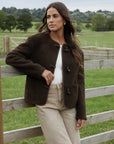 Women's Chocolate Fleece Borg Toggle Jacket