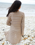 Women's Stone Longline Crochet Cardigan