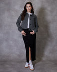 Women's Charcoal Cropped Brushed Shacket