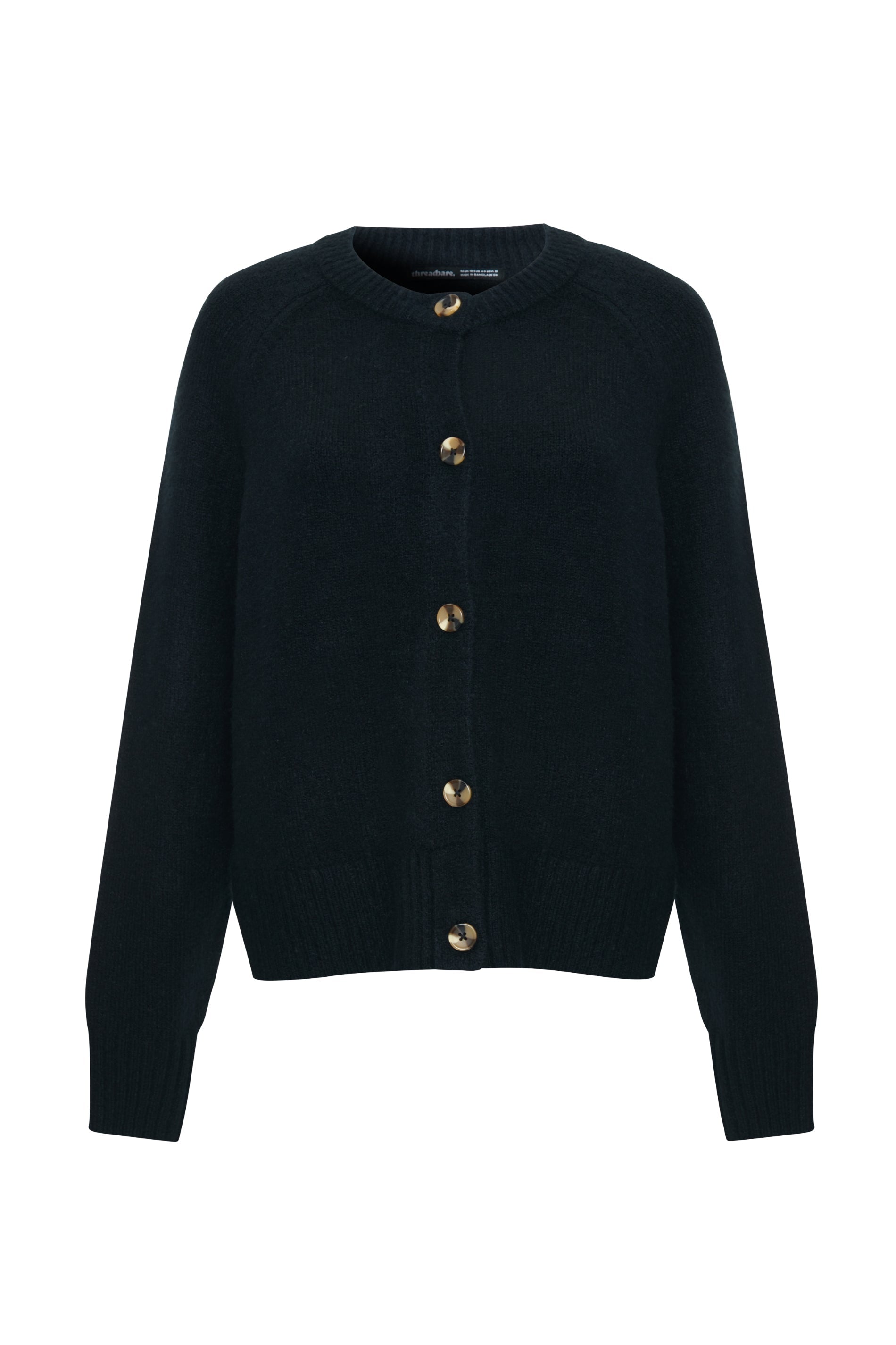 Women&#39;s Black Button Up Knitted Cardigan